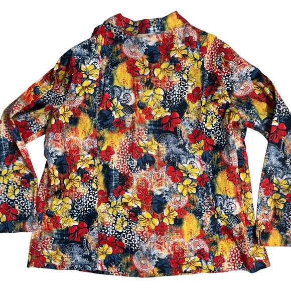 City Blues Artsy Bright Retro Floral Print Zip Jacket Colorful Lightweight XL - Picture 10 of 14